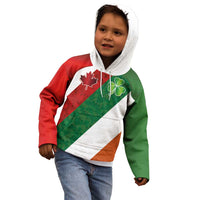 Custom Canada and Ireland Kid Hoodie Shamrocks and Maple Leaves