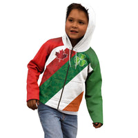 Custom Canada and Ireland Kid Hoodie Shamrocks and Maple Leaves