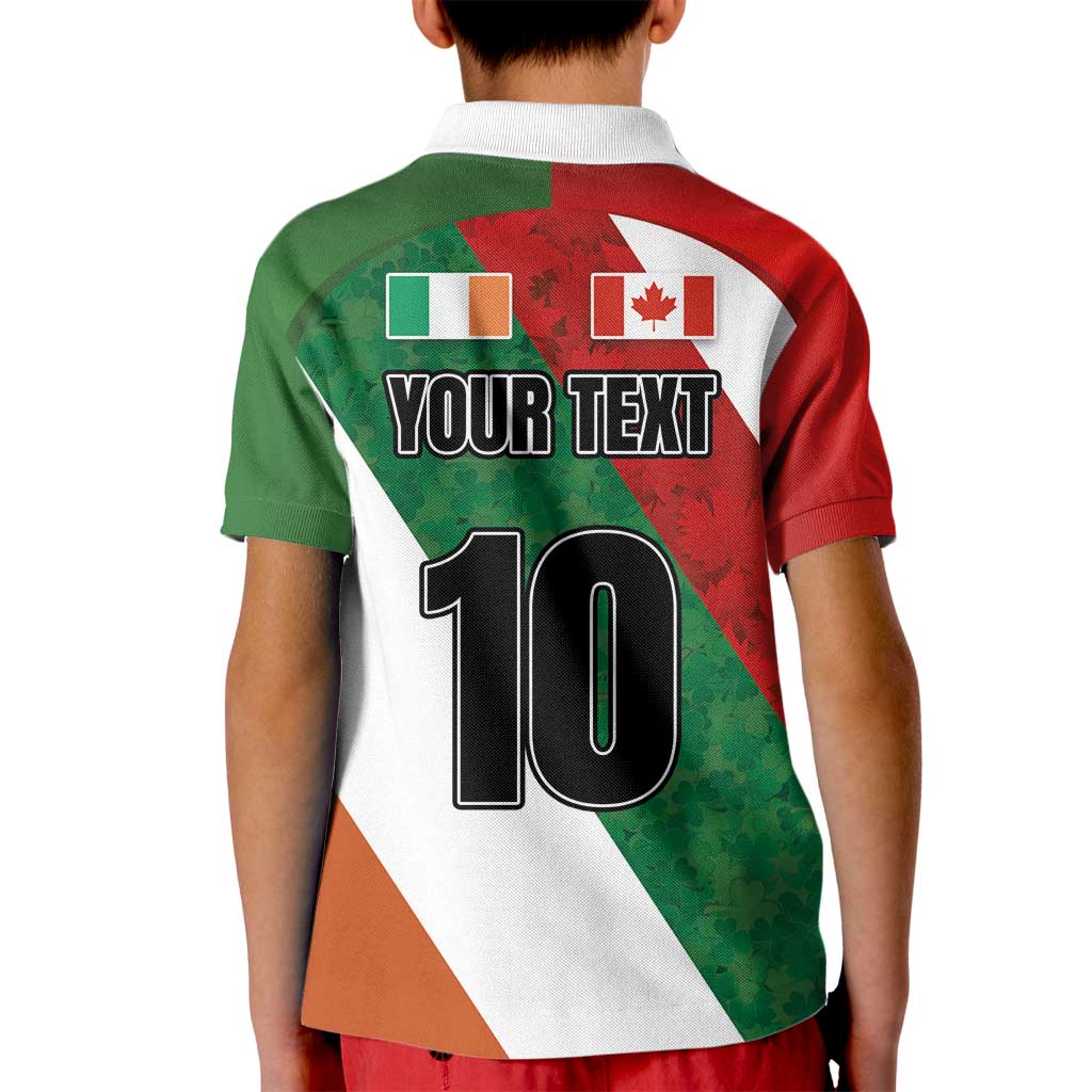 Custom Canada and Ireland Kid Polo Shirt Shamrocks and Maple Leaves