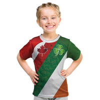 Custom Canada and Ireland Kid T Shirt Shamrocks and Maple Leaves
