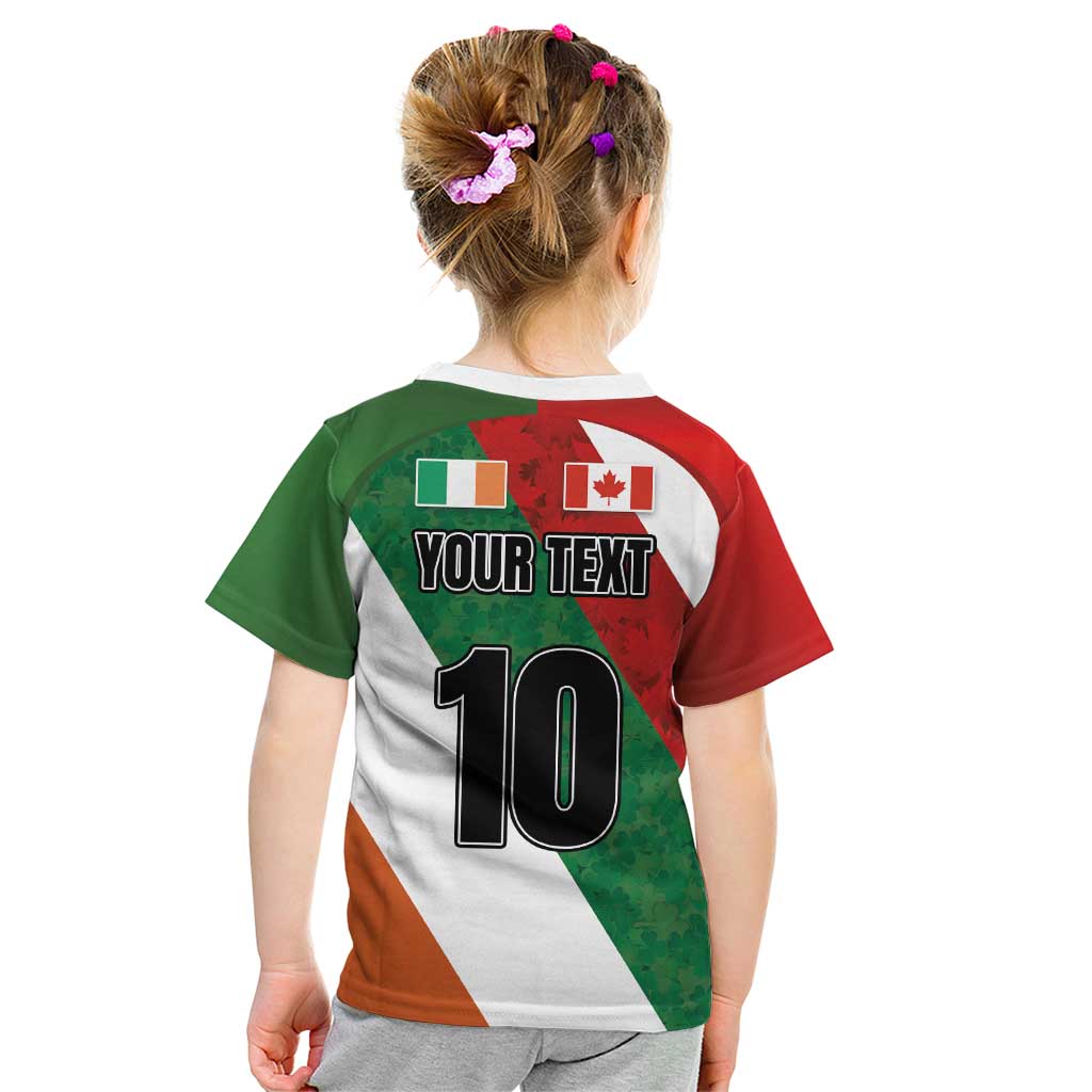 Custom Canada and Ireland Kid T Shirt Shamrocks and Maple Leaves