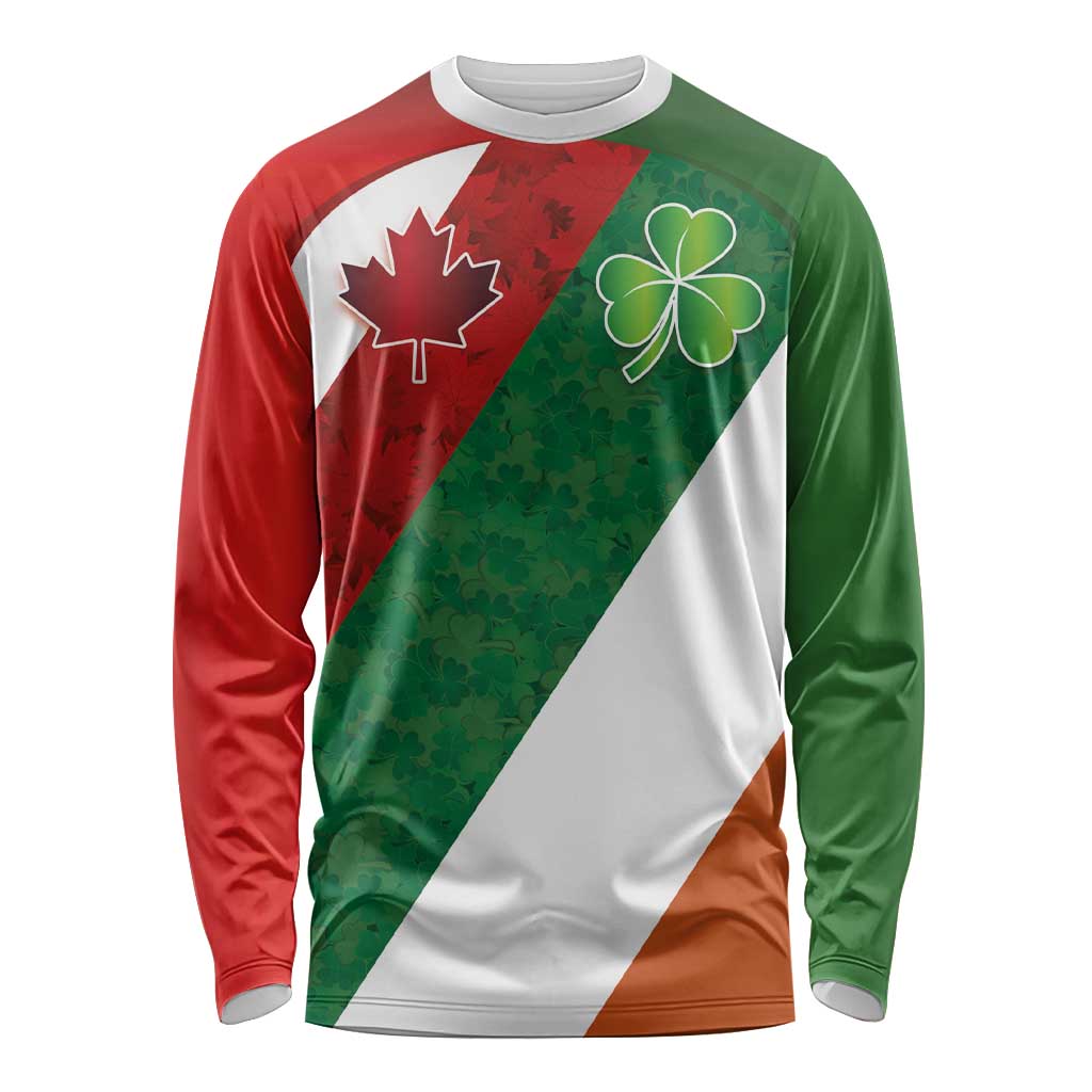Custom Canada and Ireland Long Sleeve Shirt Shamrocks and Maple Leaves