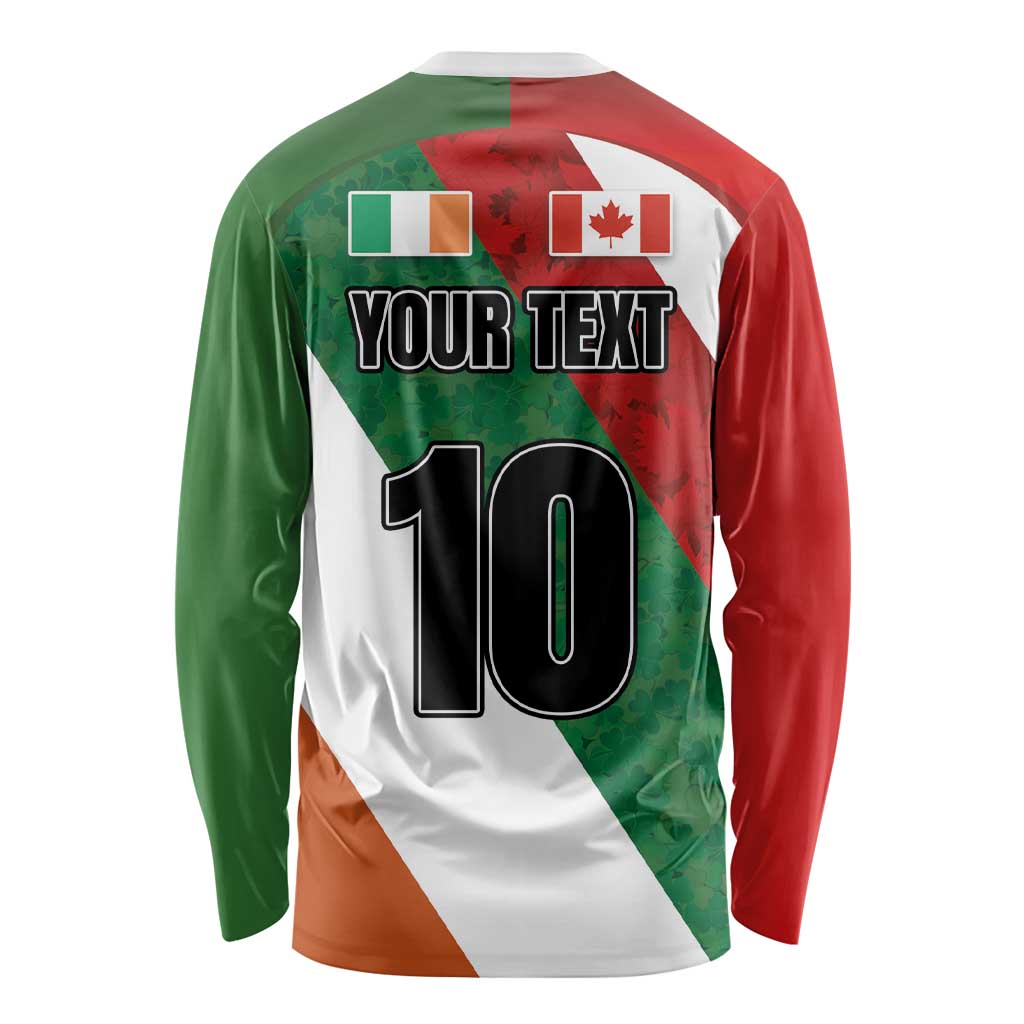 Custom Canada and Ireland Long Sleeve Shirt Shamrocks and Maple Leaves