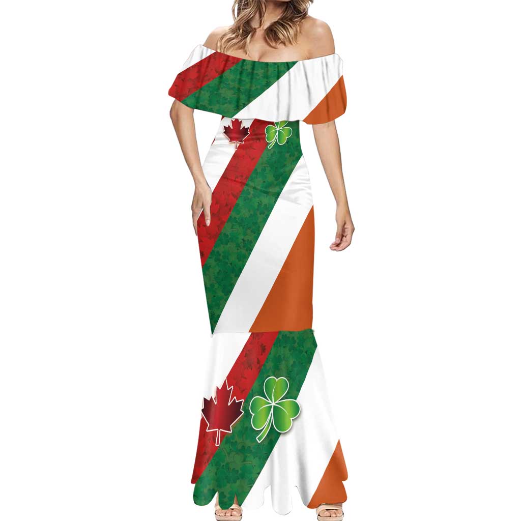 Custom Canada and Ireland Mermaid Dress Shamrocks and Maple Leaves