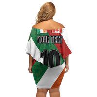 Custom Canada and Ireland Off Shoulder Short Dress Shamrocks and Maple Leaves
