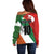 Custom Canada and Ireland Off Shoulder Sweater Shamrocks and Maple Leaves