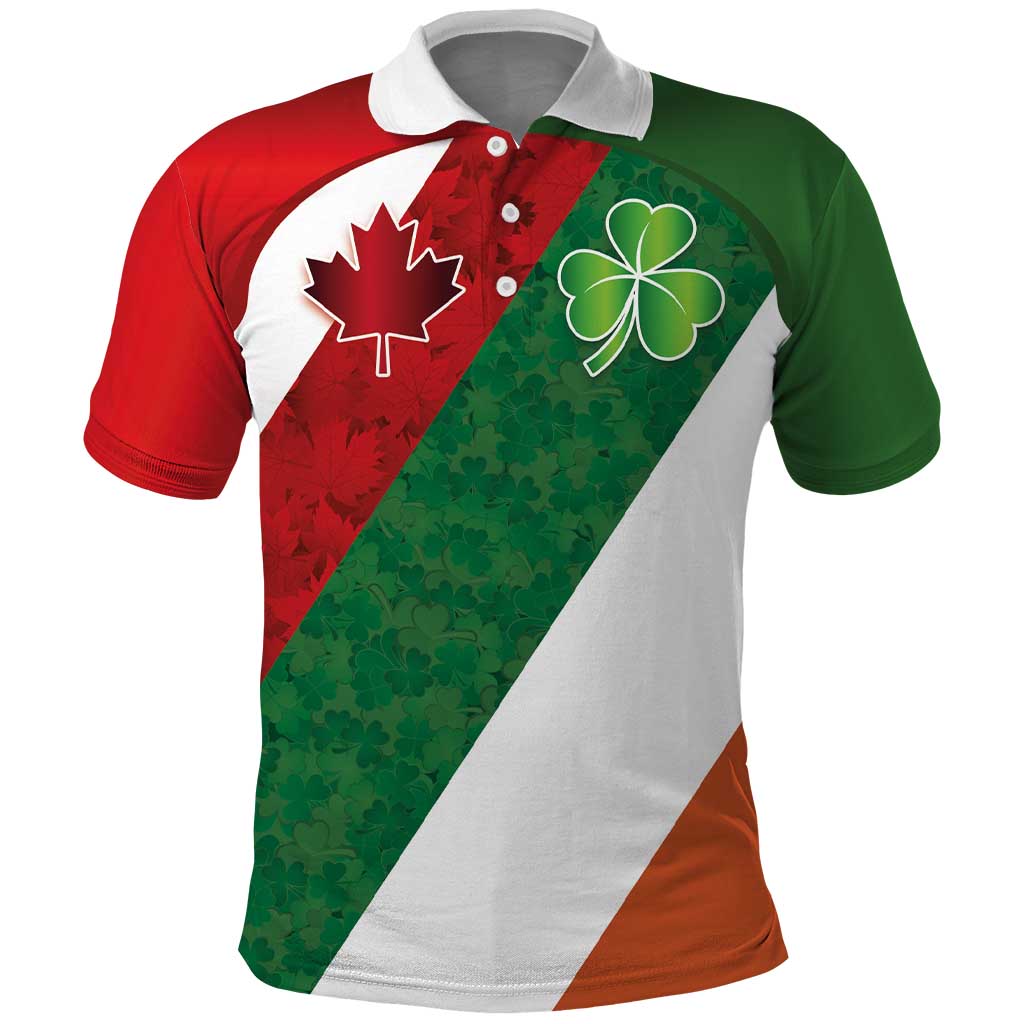 Custom Canada and Ireland Polo Shirt Shamrocks and Maple Leaves