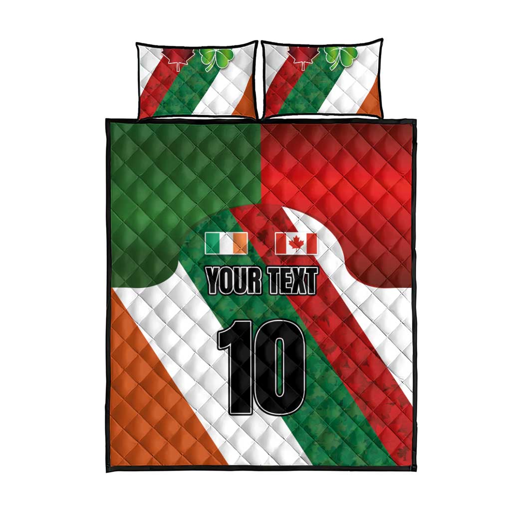 Custom Canada and Ireland Quilt Bed Set Shamrocks and Maple Leaves