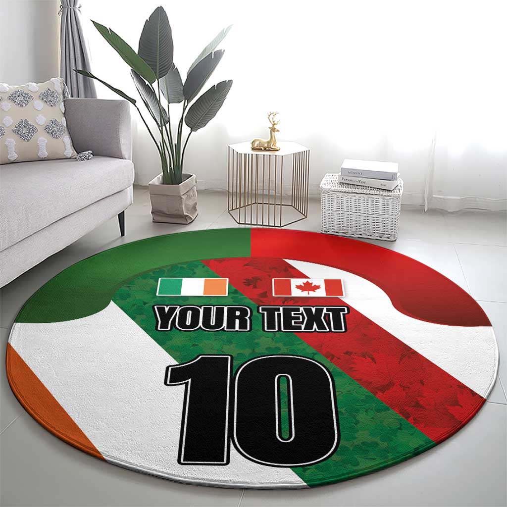 Custom Canada and Ireland Round Carpet Shamrocks and Maple Leaves