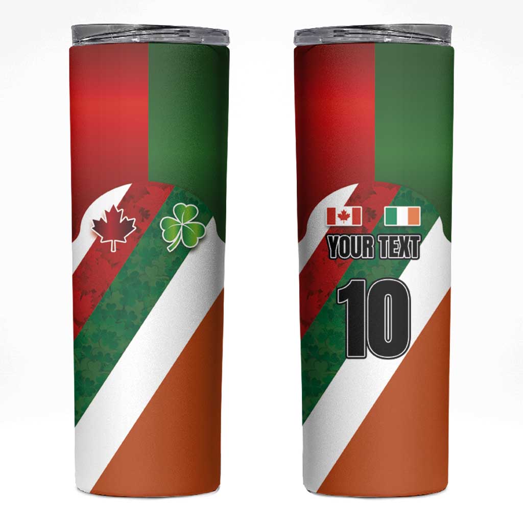 Custom Canada and Ireland Skinny Tumbler Shamrocks and Maple Leaves