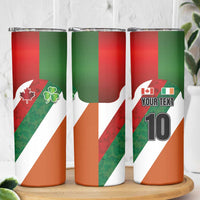 Custom Canada and Ireland Skinny Tumbler Shamrocks and Maple Leaves