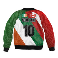 Custom Canada and Ireland Sleeve Zip Bomber Jacket Shamrocks and Maple Leaves