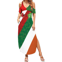 Custom Canada and Ireland Summer Maxi Dress Shamrocks and Maple Leaves