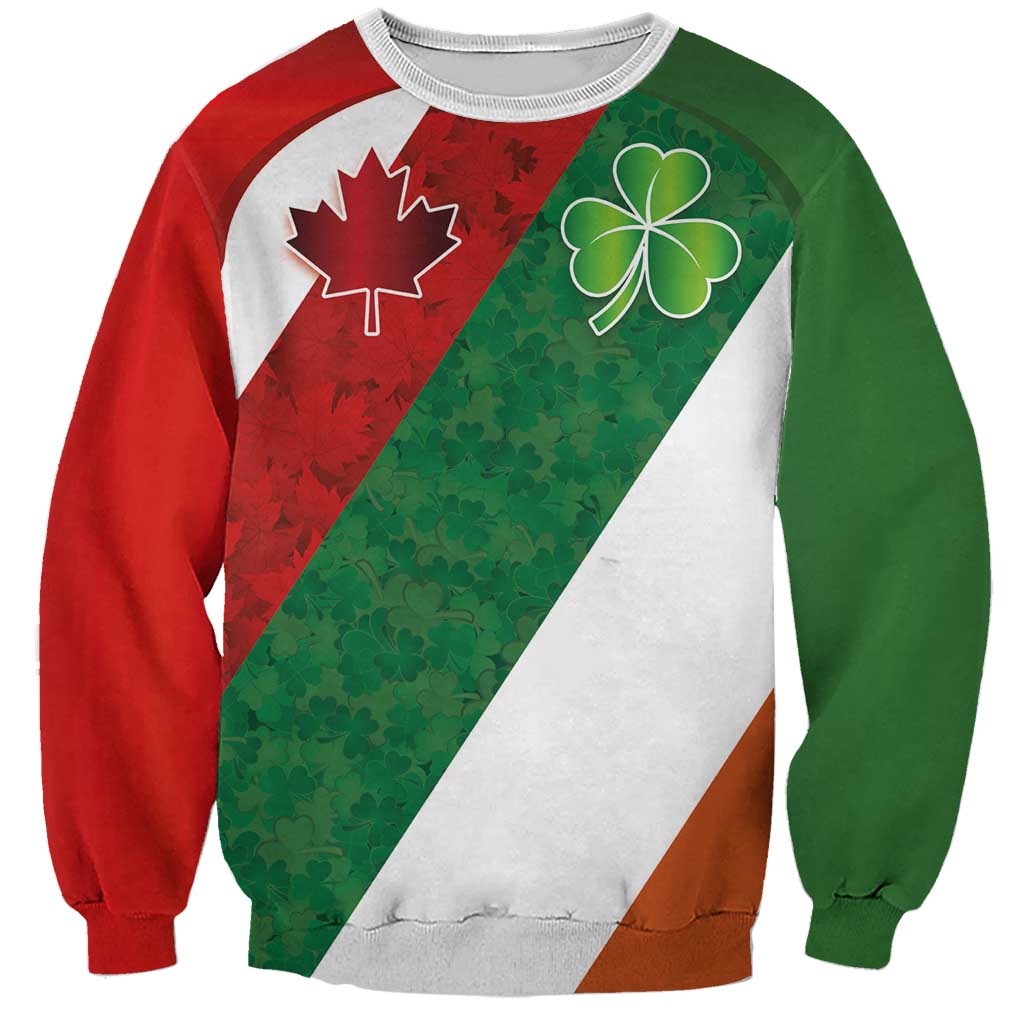 Custom Canada and Ireland Sweatshirt Shamrocks and Maple Leaves