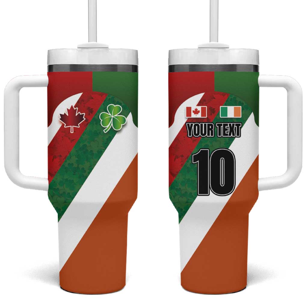 Custom Canada and Ireland Tumbler With Handle Shamrocks and Maple Leaves