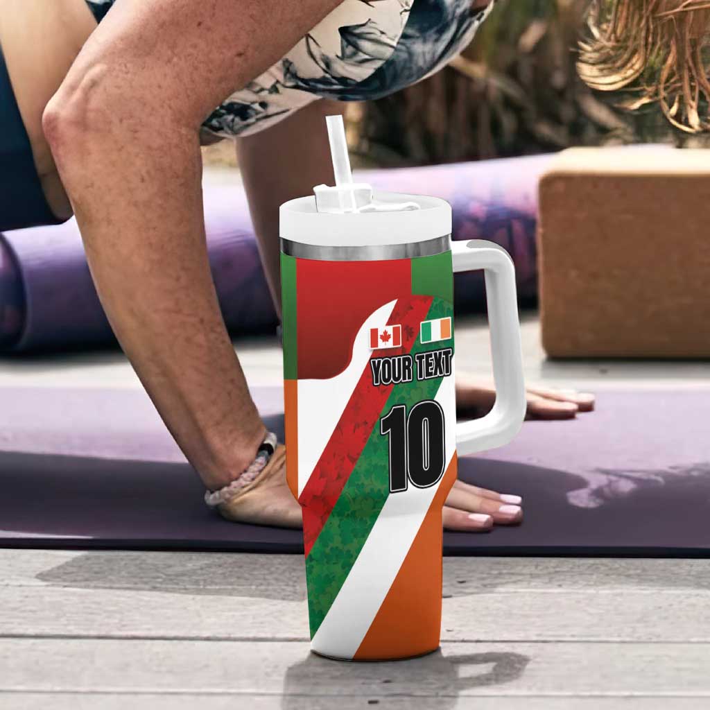 Custom Canada and Ireland Tumbler With Handle Shamrocks and Maple Leaves