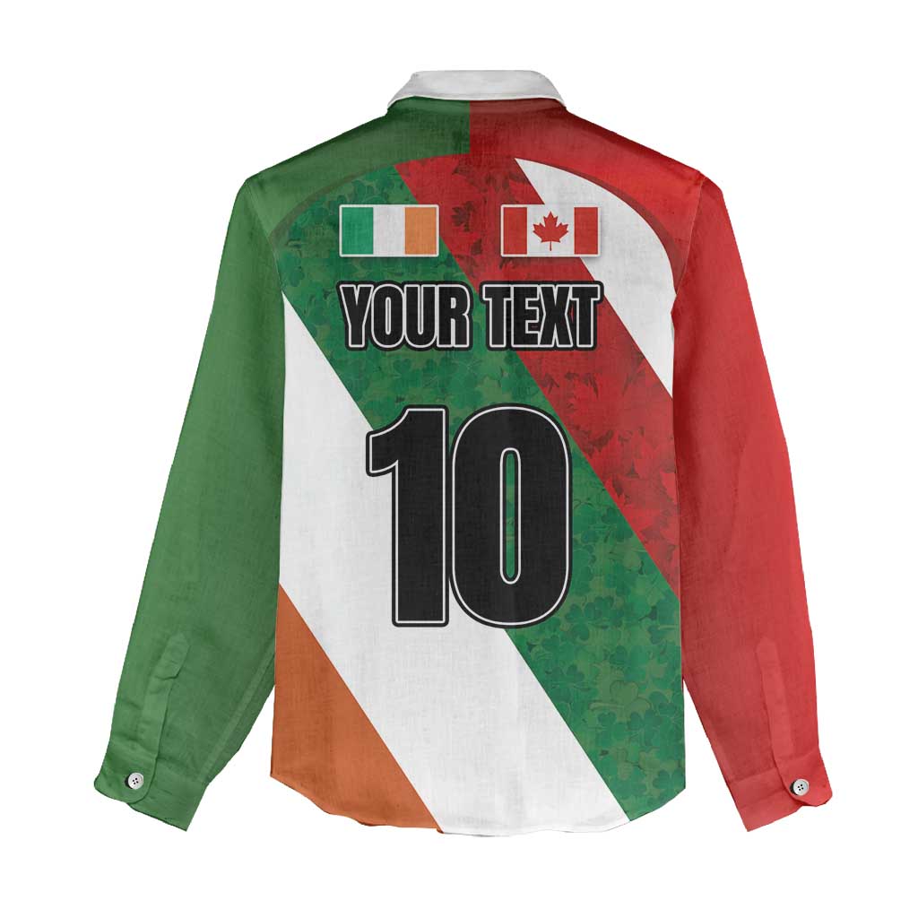 Custom Canada and Ireland Women Casual Shirt Shamrocks and Maple Leaves