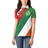 Custom Canada and Ireland Women Polo Shirt Shamrocks and Maple Leaves