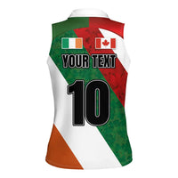 Custom Canada and Ireland Women Sleeveless Polo Shirt Shamrocks and Maple Leaves