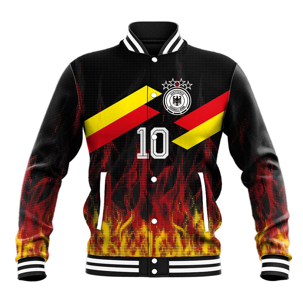 Custom Germany Football Baseball Jacket Flames Dot Patterns Sport