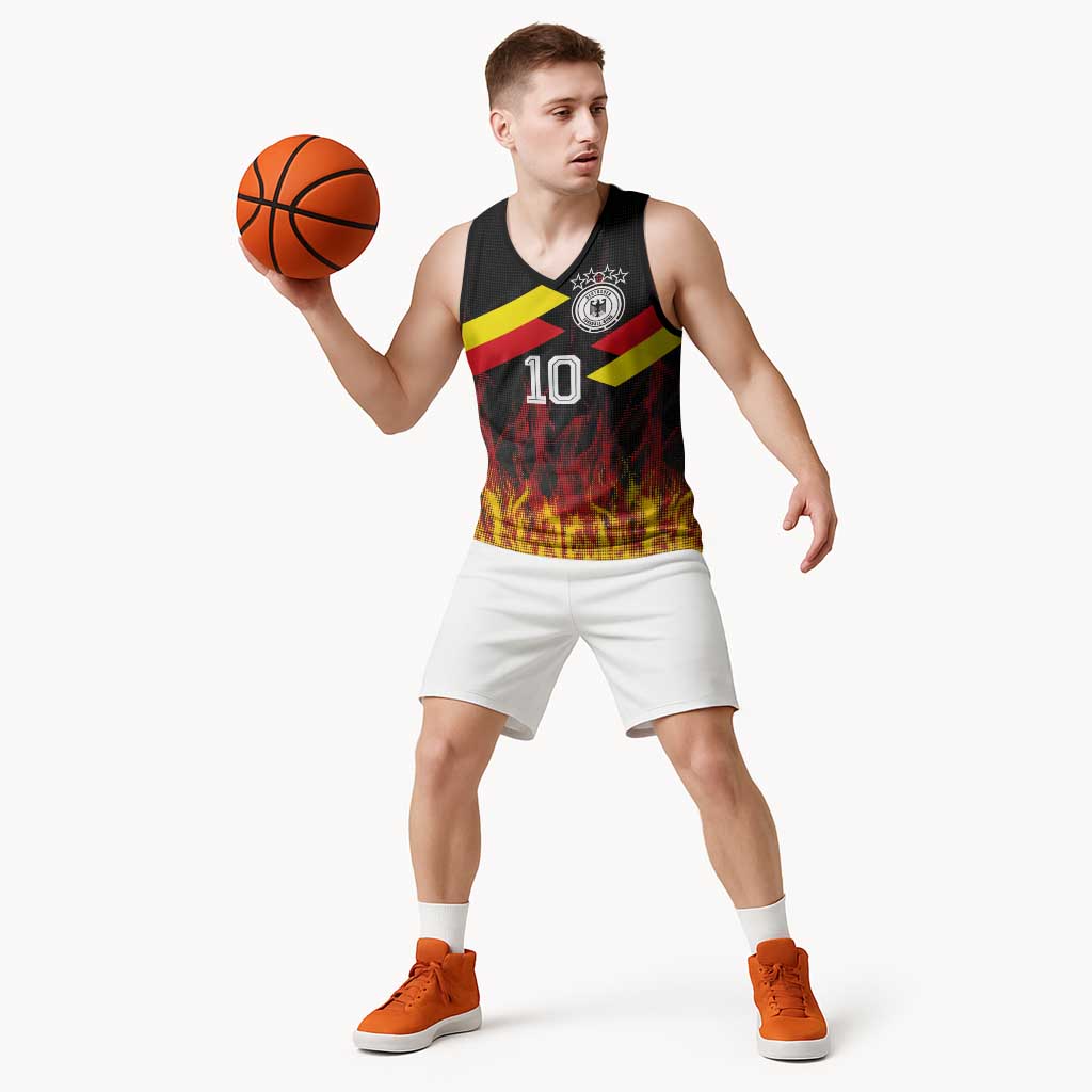 Custom Germany Football Basketball Jersey Flames Dot Patterns Sport