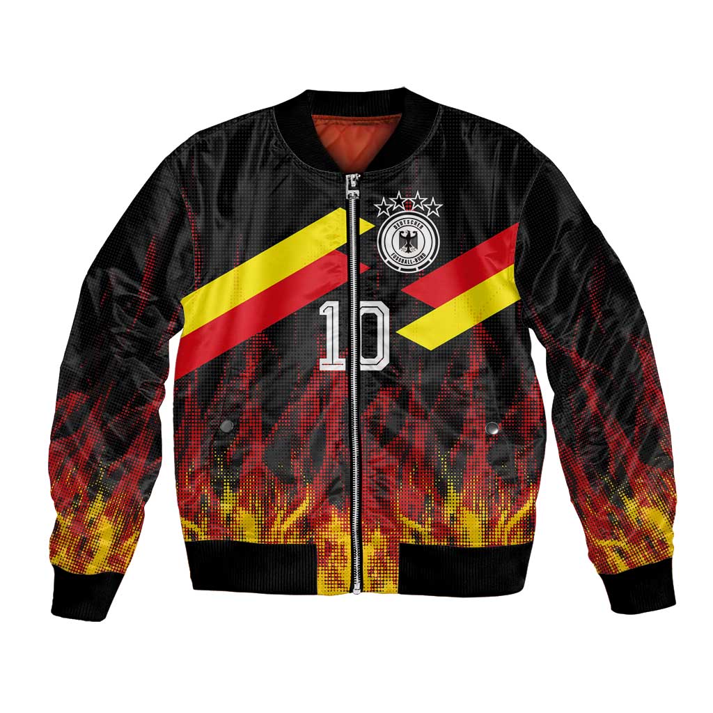 Custom Germany Football Bomber Jacket Flames Dot Patterns Sport