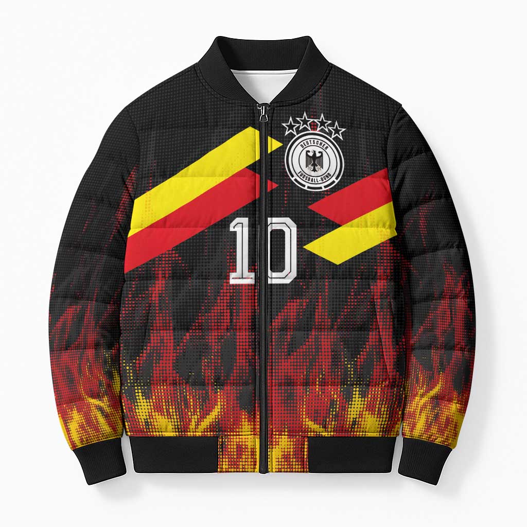 Custom Germany Football Bomber Puffer Jacket Flames Dot Patterns Sport