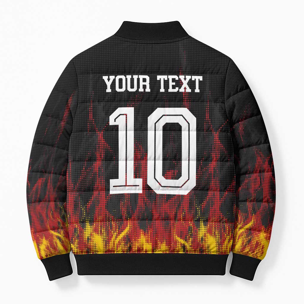 Custom Germany Football Bomber Puffer Jacket Flames Dot Patterns Sport