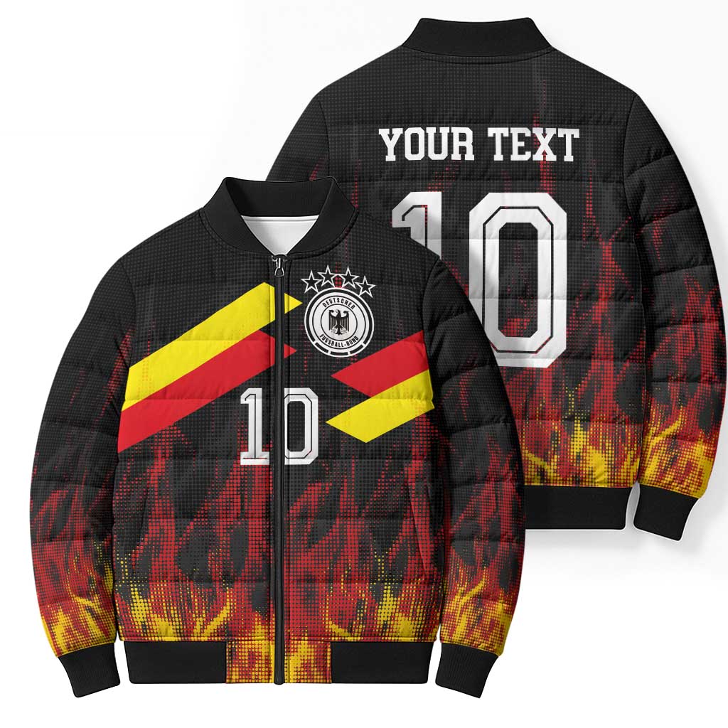 Custom Germany Football Bomber Puffer Jacket Flames Dot Patterns Sport