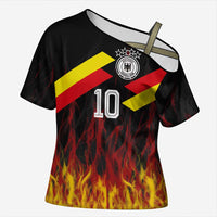 Custom Germany Football Cross Shoulder Shirt Flames Dot Patterns Sport
