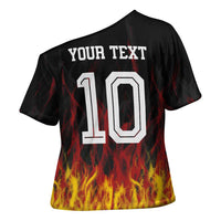Custom Germany Football Cross Shoulder Shirt Flames Dot Patterns Sport