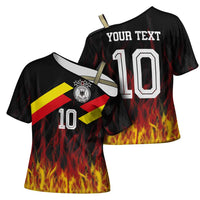 Custom Germany Football Cross Shoulder Shirt Flames Dot Patterns Sport