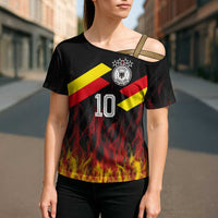 Custom Germany Football Cross Shoulder Shirt Flames Dot Patterns Sport