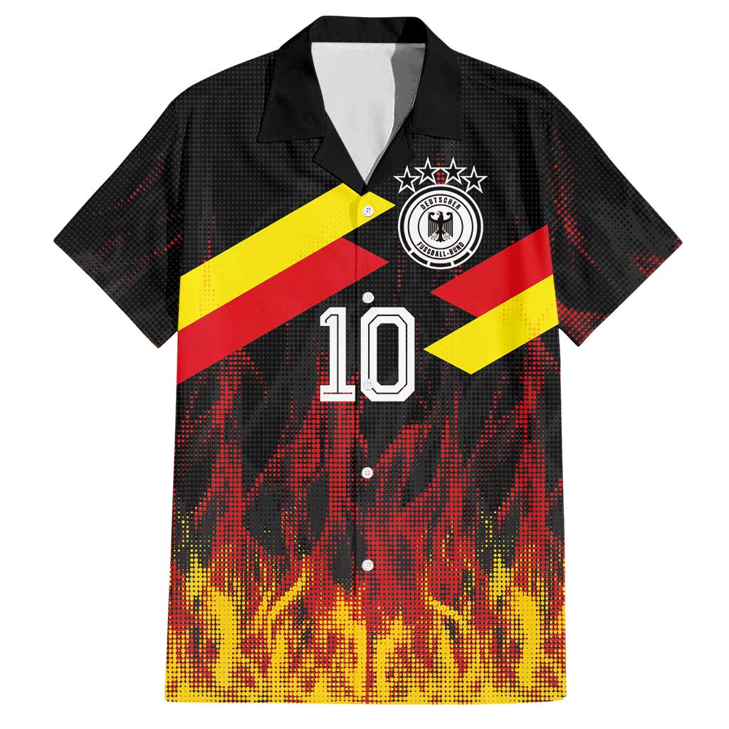 Custom Germany Football Hawaiian Shirt Flames Dot Patterns Sport