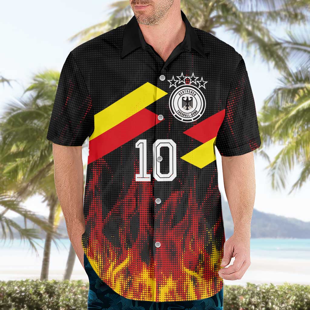 Custom Germany Football Hawaiian Shirt Flames Dot Patterns Sport
