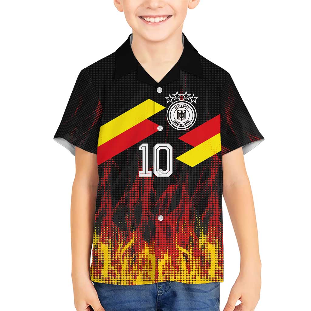 Custom Germany Football Hawaiian Shirt Flames Dot Patterns Sport
