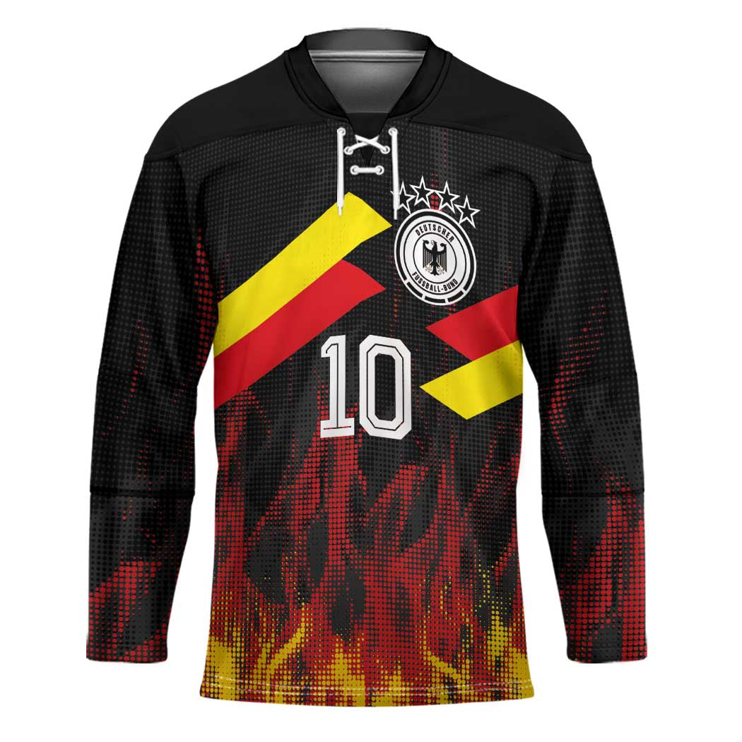 Custom Germany Football Hockey Jersey Flames Dot Patterns Sport