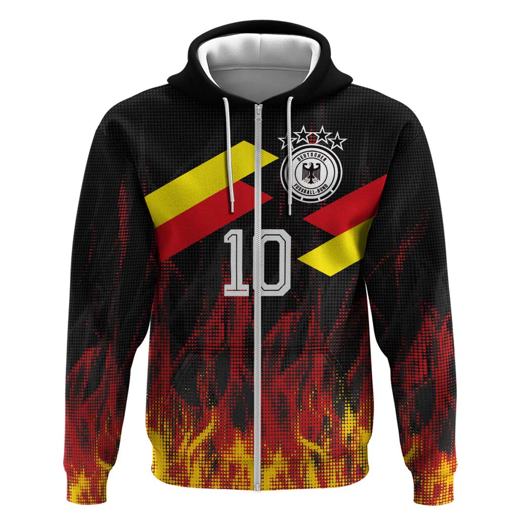 Custom Germany Football Hoodie Flames Dot Patterns Sport