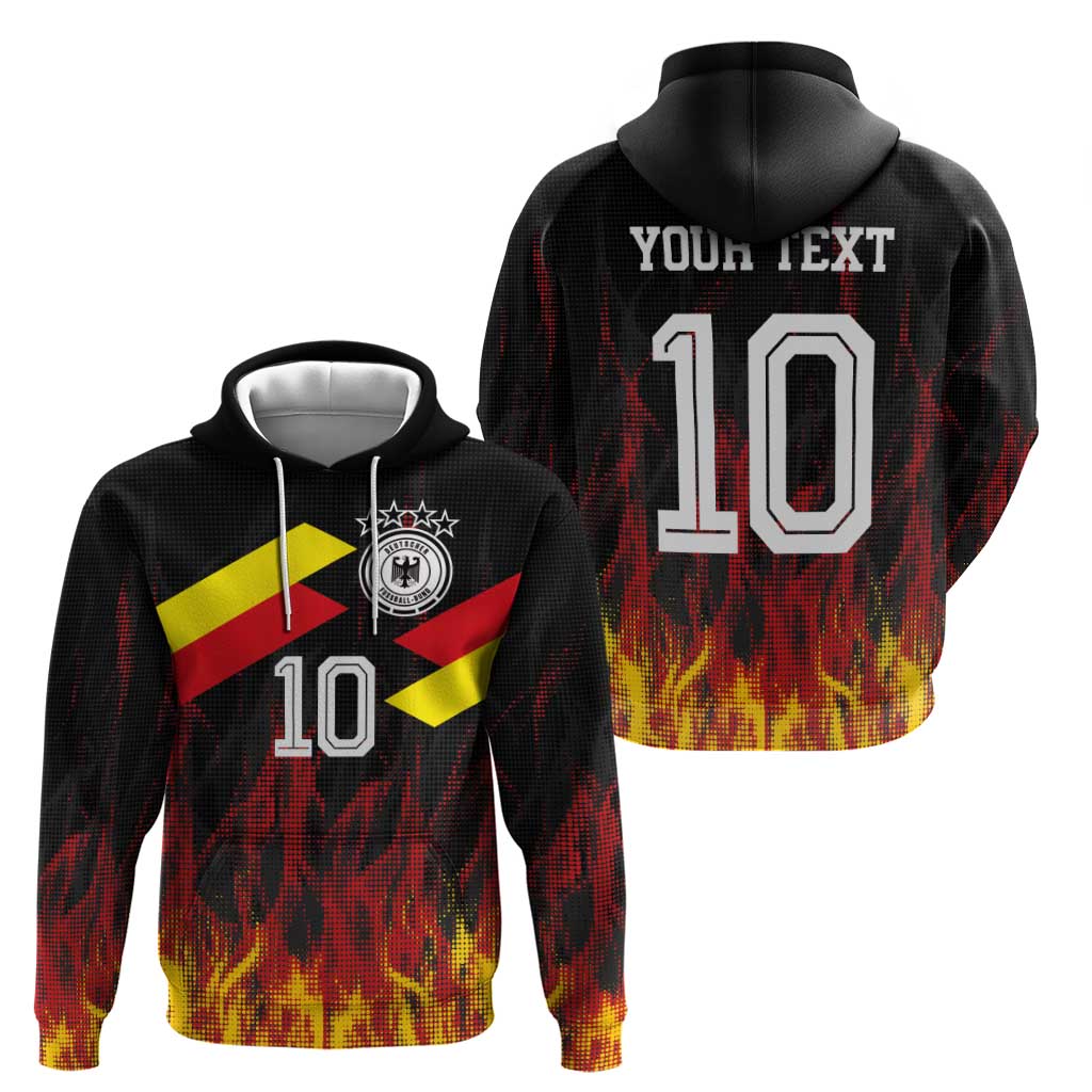 Custom Germany Football Hoodie Flames Dot Patterns Sport