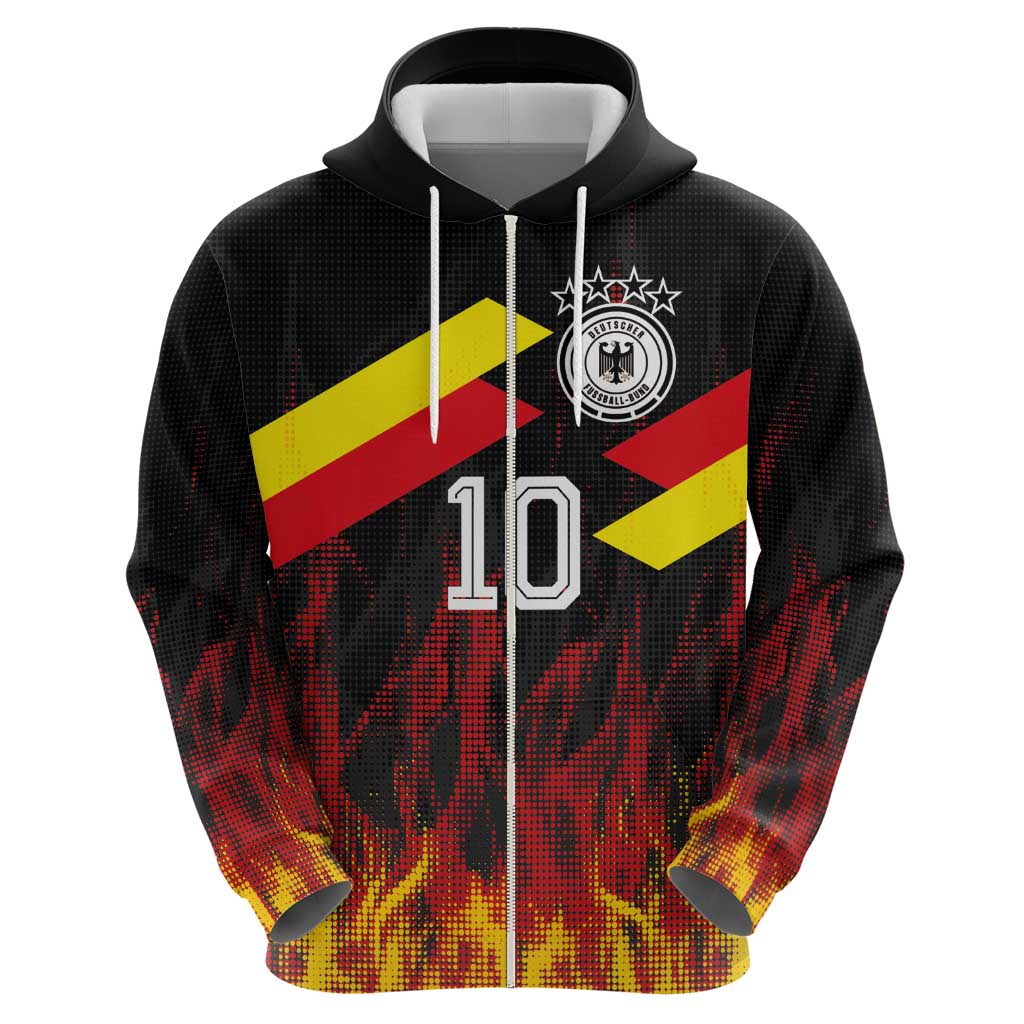 Custom Germany Football Hoodie Flames Dot Patterns Sport