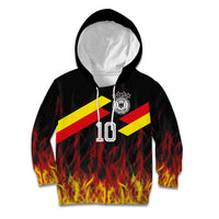 Custom Germany Football Kid Hoodie Flames Dot Patterns Sport