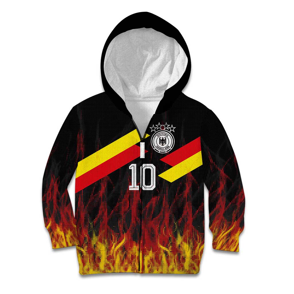 Custom Germany Football Kid Hoodie Flames Dot Patterns Sport