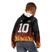 Custom Germany Football Kid Hoodie Flames Dot Patterns Sport