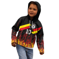 Custom Germany Football Kid Hoodie Flames Dot Patterns Sport