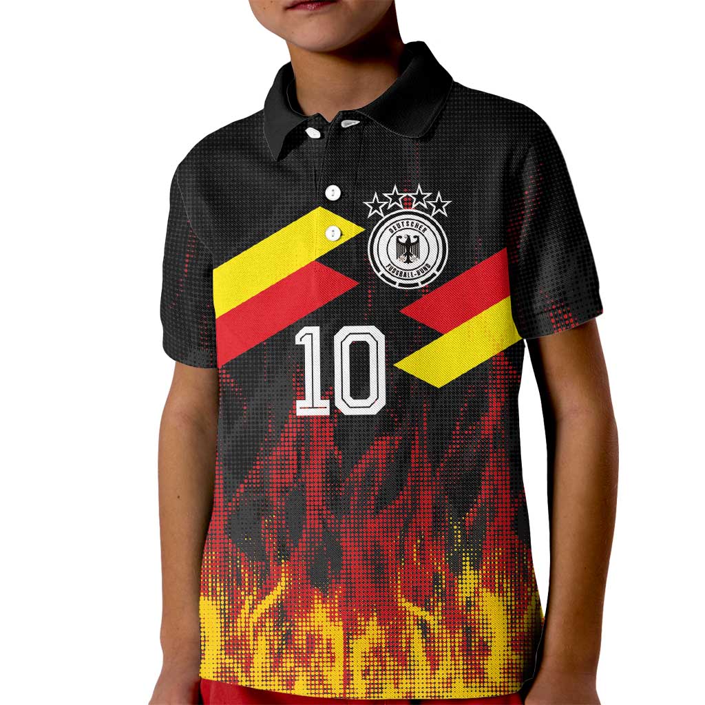 Custom Germany Football Kid Polo Shirt Flames Dot Patterns Sport