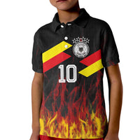 Custom Germany Football Kid Polo Shirt Flames Dot Patterns Sport