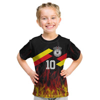 Custom Germany Football Kid T Shirt Flames Dot Patterns Sport