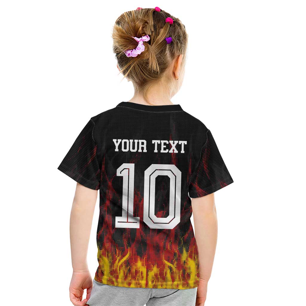 Custom Germany Football Kid T Shirt Flames Dot Patterns Sport