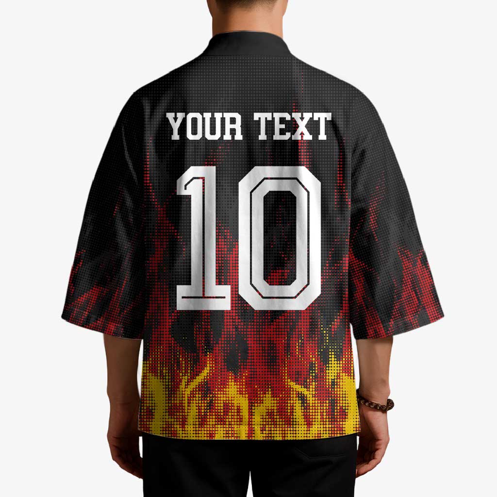 Custom Germany Football Kimono Flames Dot Patterns Sport