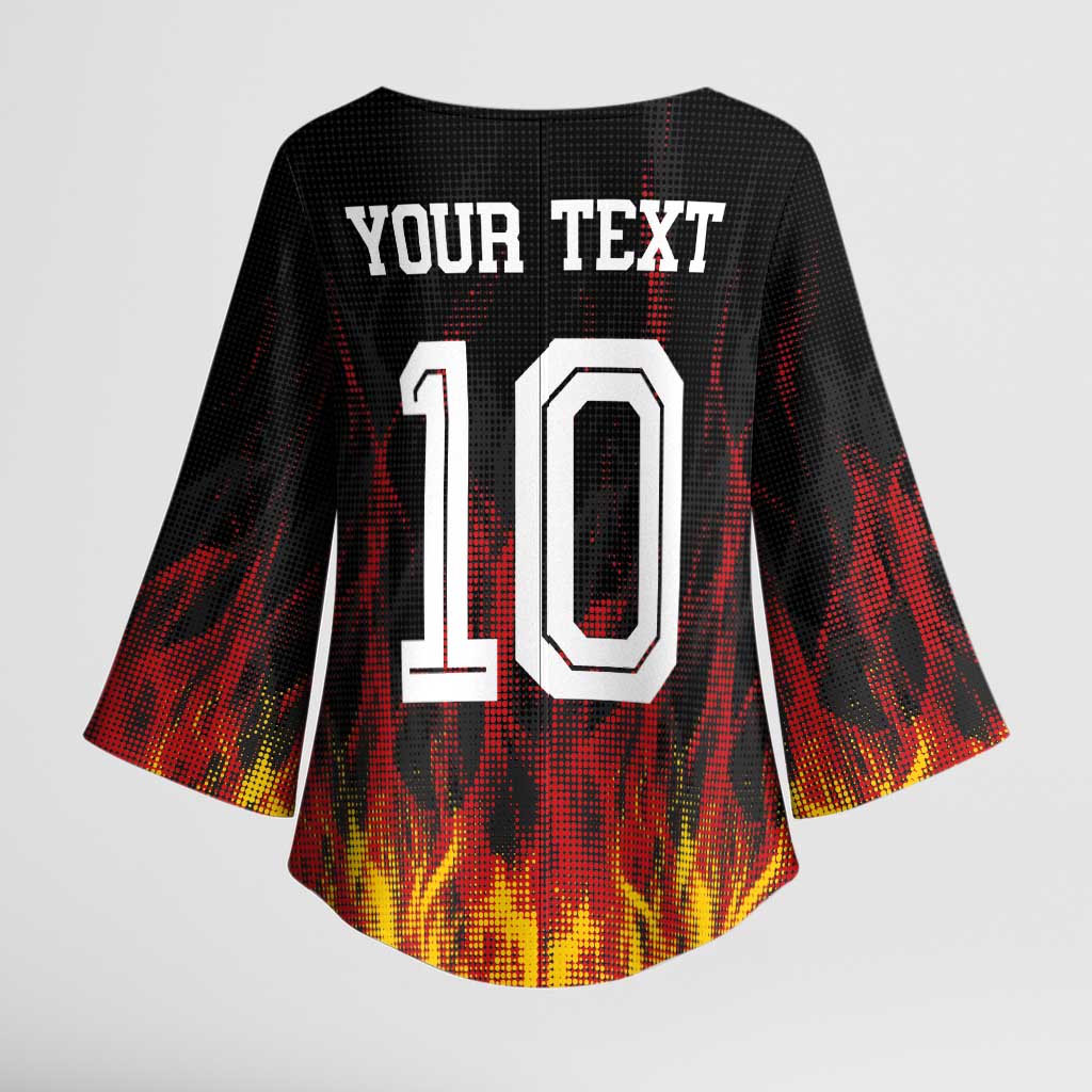 Custom Germany Football Kimono Sleeve Blouse Flames Dot Patterns Sport